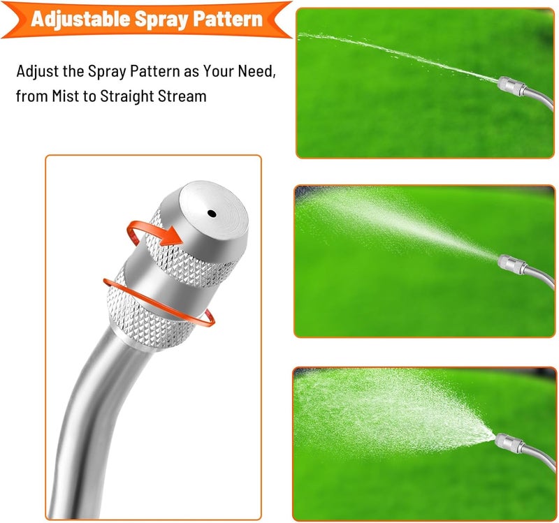 JINIOHEE 2 Pack 29 Inch Spray Wand, Brass Barb Match 1/4" & 3/8" Sprayer Wand Hoses, Adjustable Nozzle Stainless Steel Sprayer Wand with Shut off Valve for Weed Garden Car Wash - Image 5
